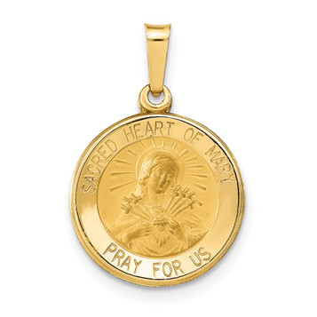 14K Yellow Gold Polished & Satin Finish Sacred Heart of Mary Medal Pendant 15mm width - (B11-381) 14K Yellow Gold Polished & Satin Finish Sacred Heart of Mary Medal Pendant 15mm width - (B11-381)