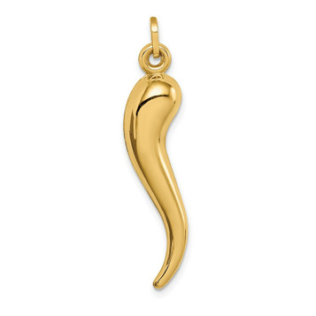 14K Yellow Gold Hollow Italian Horn Charm - (B13-538) 14K Yellow Gold Hollow Italian Horn Charm - (B13-538)