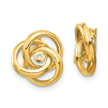 14K Yellow Gold Polished Love Knot Earrings Jackets 12mm length - (B41-749) 14K Yellow Gold Polished Love Knot Earrings Jackets 12mm length - (B41-749)