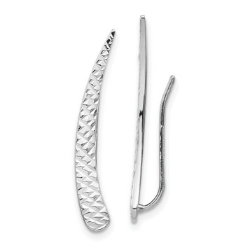 14k White Gold Polished and Textured Ear Climber Earrings - (B42-762) 14k White Gold Polished and Textured Ear Climber Earrings - (B42-762)