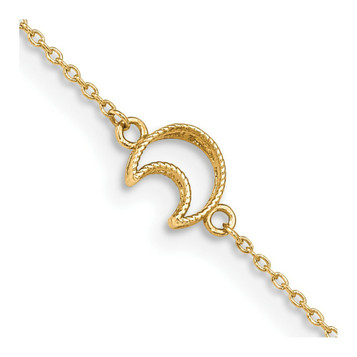 14K Yellow Gold Textured and Polished Moon Anklet - Length 10'' inches - (C64-140) 14K Yellow Gold Textured and Polished Moon Anklet - Length 10'' inches - (C64-140)