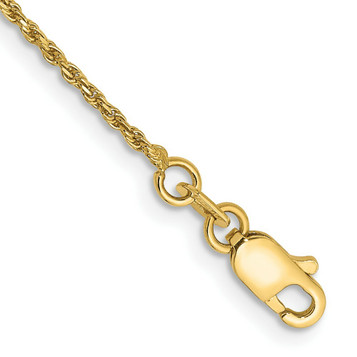 14K Yellow Gold 1.15mm Machine-made Rope Chain Anklet - Length 9'' inches - (C64-274) 14K Yellow Gold 1.15mm Machine-made Rope Chain Anklet - Length 9'' inches - (C64-274)