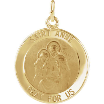 14K Yellow Gold 12mm St. Anne Medal - (B15-472) 14K Yellow Gold 12mm St. Anne Medal - (B15-472)