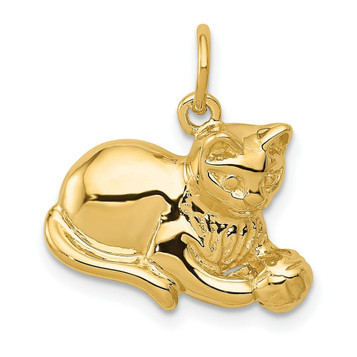 14K Yellow Gold Cat Charm - (A82-594) 14K Yellow Gold Cat Charm - (A82-594)