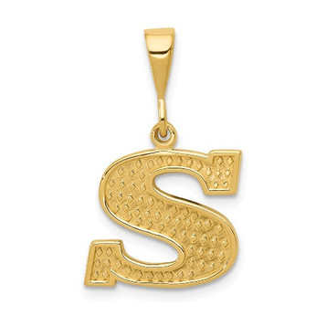 14K Yellow Gold Initial Letter S Charm Pendant - (A82-907) 14K Yellow Gold Initial Letter S Charm Pendant - (A82-907)