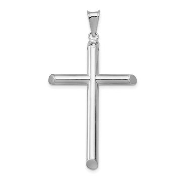 14k White Gold Polished Tube Cross Pendant - (A86-261) 14k White Gold Polished Tube Cross Pendant - (A86-261)