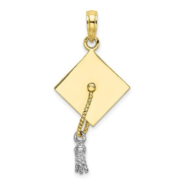 10K Two-tone 3-D Graduation Cap With RH Moveable Tassle Charm Pendant - (A88-937) 10K Two-tone 3-D Graduation Cap With RH Moveable Tassle Charm Pendant - (A88-937)