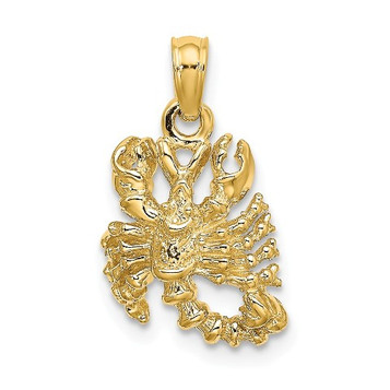 14K Yellow Gold 3-D Scorpio Zodiac Charm Pendant - (A90-171)