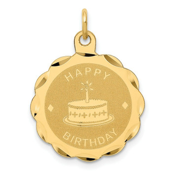 14K Yellow Gold Happy Birthday Charm Pendant - (A98-764) 14K Yellow Gold Happy Birthday Charm Pendant - (A98-764)