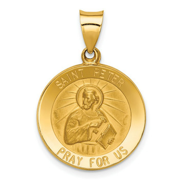 14K Yellow Gold Polished and Satin St. Peter Medal Pendant 20mm width - (B11-110) 14K Yellow Gold Polished and Satin St. Peter Medal Pendant 20mm width - (B11-110)