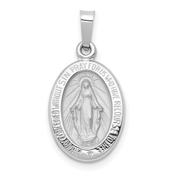 14K White Gold Polished and Satin Miraculous Medal Pendant 11mm width - (B11-237) 14K White Gold Polished and Satin Miraculous Medal Pendant 11mm width - (B11-237)