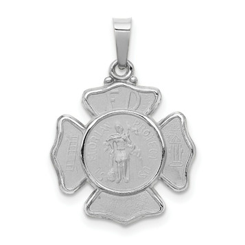 14K White Gold Polished and Satin St. Florian Badge Pendant 16mm width - (B11-290) 14K White Gold Polished and Satin St. Florian Badge Pendant 16mm width - (B11-290)