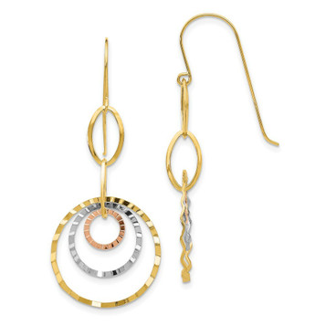 14K Tri-Color Gold wavy Circle Dangle Earrings - (B42-317) 14K Tri-Color Gold wavy Circle Dangle Earrings - (B42-317)