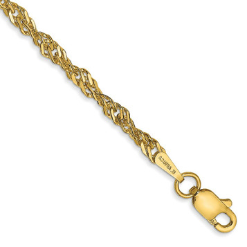 14K Yellow Gold 2.75mm Lightweight Singapore Chain Anklet - length: 9'' inches - (C64-228) 14K Yellow Gold 2.75mm Lightweight Singapore Chain Anklet - length: 9'' inches - (C64-228)