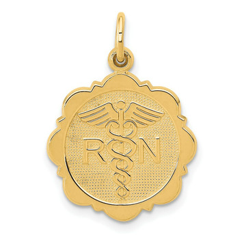 14K Yellow Gold Registered Nurse Disc Charm - (A82-951)