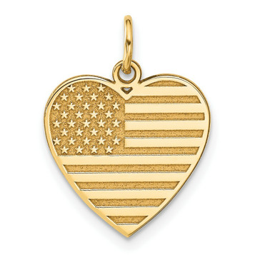 14K Yellow Gold Flag Heart Charm - (A82-958) 14K Yellow Gold Flag Heart Charm - (A82-958)