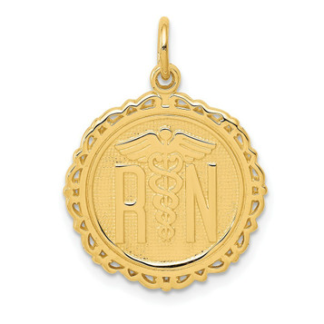 14K Yellow Gold Registered Nurse Disc Charm - (A82-965)