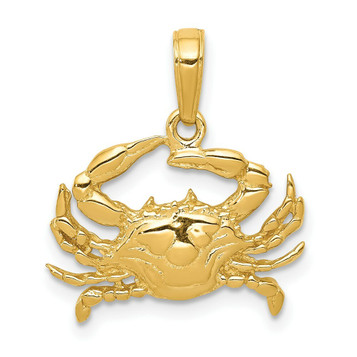 14K Yellow Gold Blue Crab Pendant - (A83-228) 14K Yellow Gold Blue Crab Pendant - (A83-228)