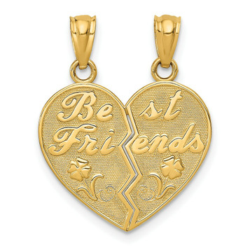 14K Yellow Gold Best Friends Heart Break Apart Pendants - (A83-657) 14K Yellow Gold Best Friends Heart Break Apart Pendants - (A83-657)