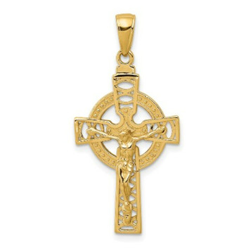 14K Yellow Gold Polished Celtic Crucifix Pendant - (A84-150) 14K Yellow Gold Polished Celtic Crucifix Pendant - (A84-150)