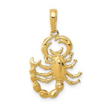 14K Yellow Gold Scorpion Pendant - (A84-280)