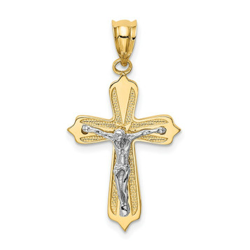 14K Two-tone Gold Crucifix Pendant 34mm length - (A84-481) 14K Two-tone Gold Crucifix Pendant 34mm length - (A84-481)