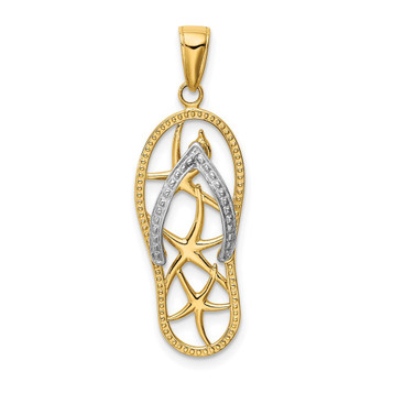 14K Two-tone Gold Starfish Flip-Flop Pendant - (A84-807) 14K Two-tone Gold Starfish Flip-Flop Pendant - (A84-807)