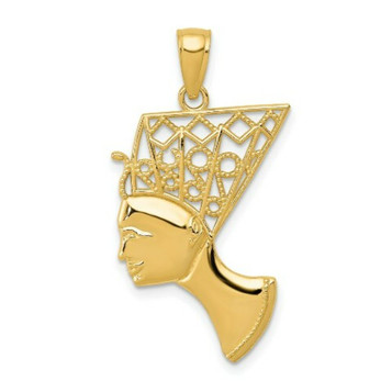 14K Yellow Gold Queen Nefertiti Profile Pendant - (A85-165)