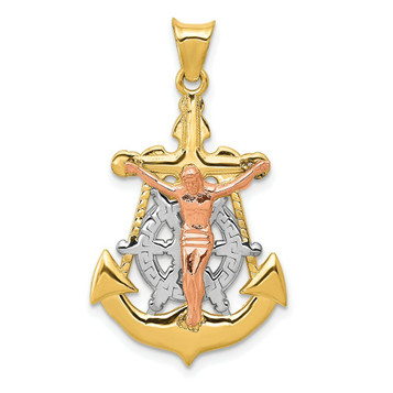 14k Tri-color Gold Mariner Crucifix Pendant - (A86-182) 14k Tri-color Gold Mariner Crucifix Pendant - (A86-182)