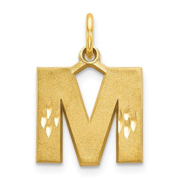 14K Yellow Gold Initial Letter M Charm Pendant - (A86-912)
