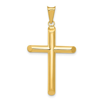14k Yellow Gold Polished Tube Cross Pendant - (A87-186) 14k Yellow Gold Polished Tube Cross Pendant - (A87-186)