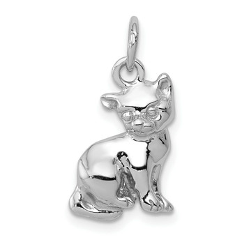 14K White Gold Cat Charm Pendant - (A97-350) 14K White Gold Cat Charm Pendant - (A97-350)