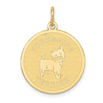 14K Yellow Gold Yorkshire Terrier Disc Charm Pendant - (A98-588)