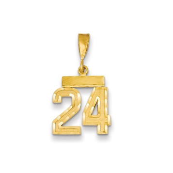 14k Yellow Gold Small Diamond-cut Number 24 Charm - (B13-655)