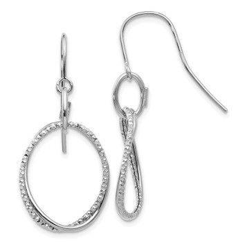 Leslie's 14K White Gold Polished & Textured Shepherd Hook Earrings - (B37-282) Leslie's 14K White Gold Polished & Textured Shepherd Hook Earrings - (B37-282)
