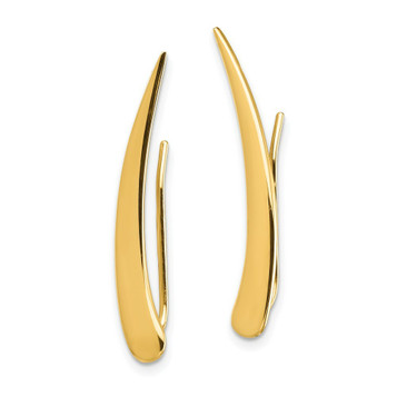 14K Yellow Gold Polished Pointed Ear Climber Earrings - (B42-734) 14K Yellow Gold Polished Pointed Ear Climber Earrings - (B42-734)