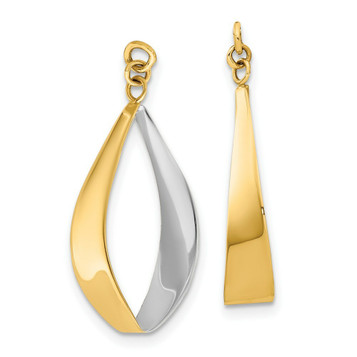 14K Yellow Gold Polished & Rhodium Reversible Dangle Earrings Jackets - (B43-766) 14K Yellow Gold Polished & Rhodium Reversible Dangle Earrings Jackets - (B43-766)