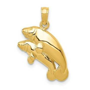 14K Yellow Gold Double Manatee Pendant - (A85-132) 14K Yellow Gold Double Manatee Pendant - (A85-132)