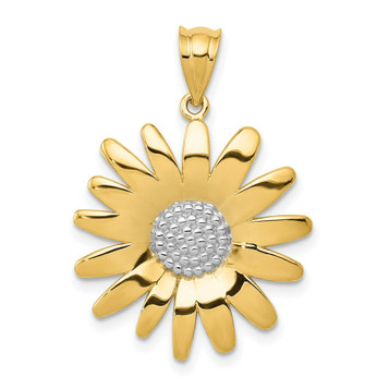 14K Yellow Gold & White Rhodium Sunflower Pendant - (A85-426) 14K Yellow Gold & White Rhodium Sunflower Pendant - (A85-426)