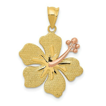 14K Two-tone Gold Yellowith Rose Hibiscus Charm - (A85-511)