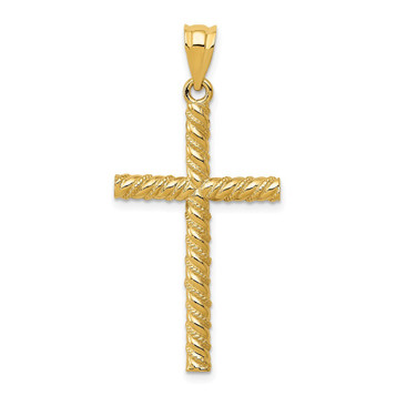 14K Yellow Gold Satin & Diamond-Cut Cross Pendant - (A86-762) 14K Yellow Gold Satin & Diamond-Cut Cross Pendant - (A86-762)