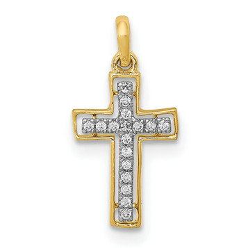 14K Two-tone Gold Diamond Cross Pendant 1/20-Carat - (A97-220) 14K Two-tone Gold Diamond Cross Pendant 1/20-Carat - (A97-220)