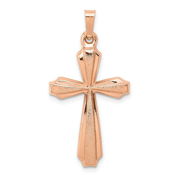 14K Rose Gold Textured, Brushed and Polished Passion Cross Pendant - (A99-977) 14K Rose Gold Textured, Brushed and Polished Passion Cross Pendant - (A99-977)
