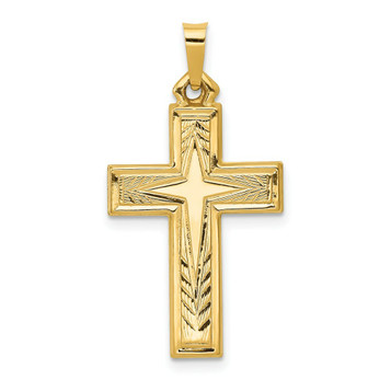 14K Yellow Gold Brushed and Polished Latin Cross Pendant 29mm length - (B11-192) 14K Yellow Gold Brushed and Polished Latin Cross Pendant 29mm length - (B11-192)