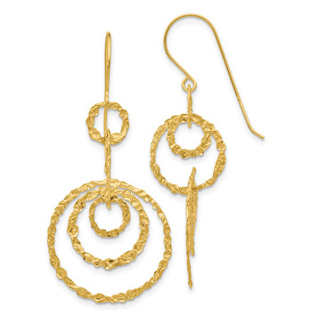 14K Yellow Gold Dangle Circles Earrings - (B42-442) 14K Yellow Gold Dangle Circles Earrings - (B42-442)