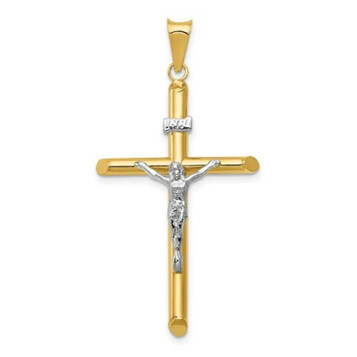 14k Two Tone Gold Polished Jesus Crucifix Pendant - (A87-414) 14k Two Tone Gold Polished Jesus Crucifix Pendant - (A87-414)