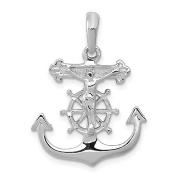 14K White Gold Mariner's Cross Pendant - (A87-464) 14K White Gold Mariner's Cross Pendant - (A87-464)