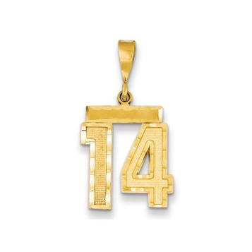 14k Yellow Gold Medium Diamond-cut Number 14 Charm - (A87-993)