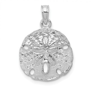 14k White Gold Polished Sand Dollar Pendant - (A90-829)
