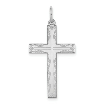 14K White Gold Laser Designed Cross Pendant 32mm length - (B11-199) 14K White Gold Laser Designed Cross Pendant 32mm length - (B11-199)